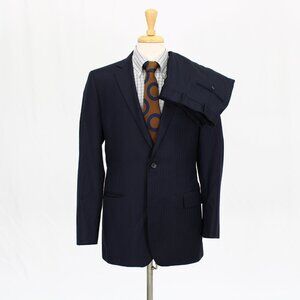 Brooks Brothers 41L 35x31 Navy Striped 2-Button Suit R025